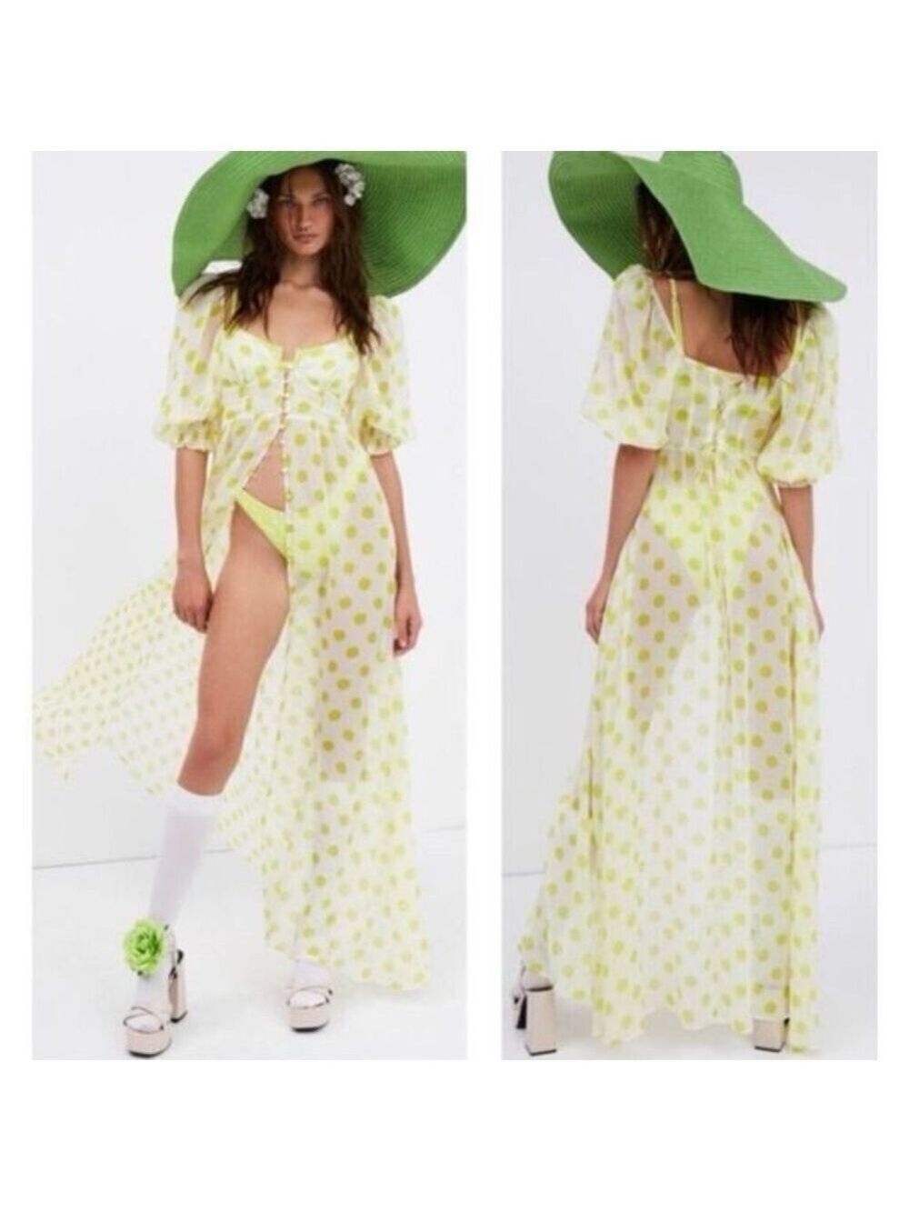 For Love And Lemons Yellow Polka Dot Dress